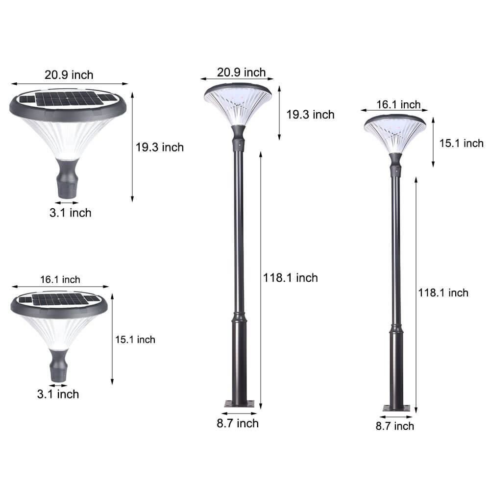 1 light black solar led outdoor lamp post and street light