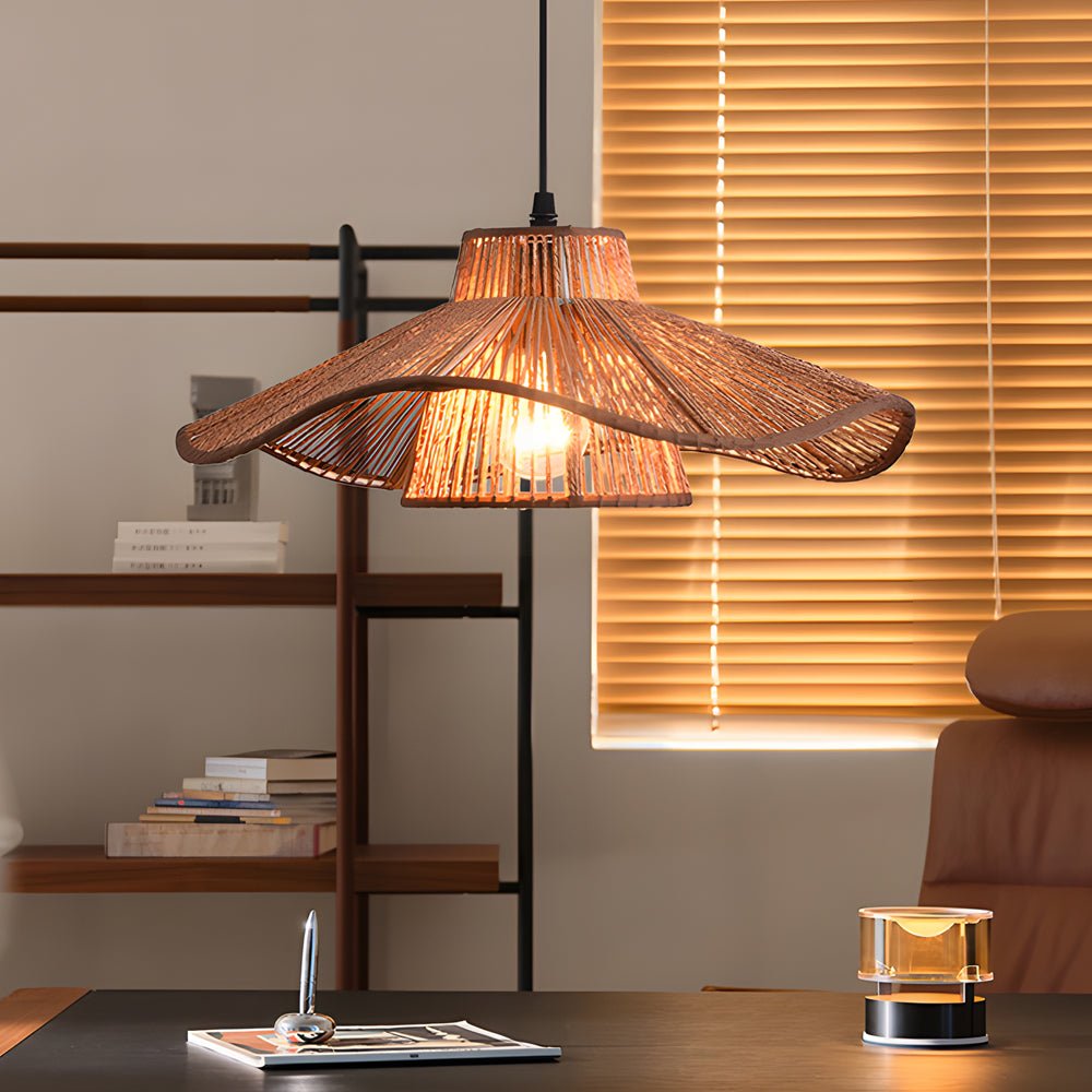 1 light double layer hemp rope weaved umbrella pendant light for kitchen ceiling lighting