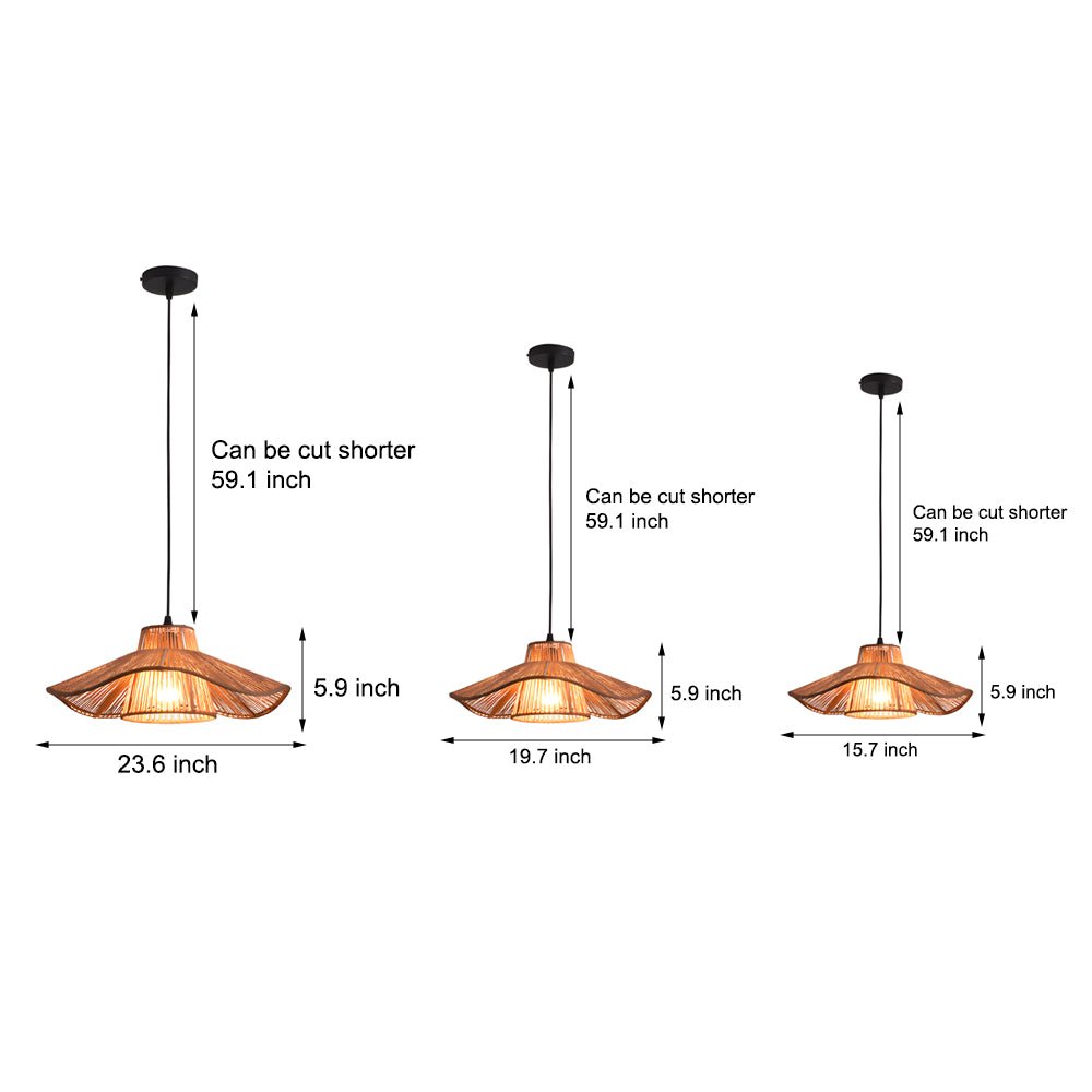 1 light double layer hemp rope weaved umbrella pendant light for kitchen ceiling lighting