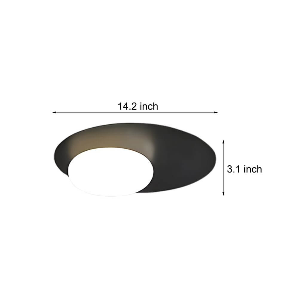 1 light oval metal flush mount ceiling light with white glass led