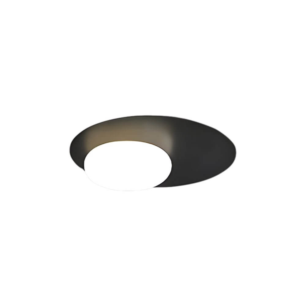 1 light oval metal flush mount ceiling light with white glass led