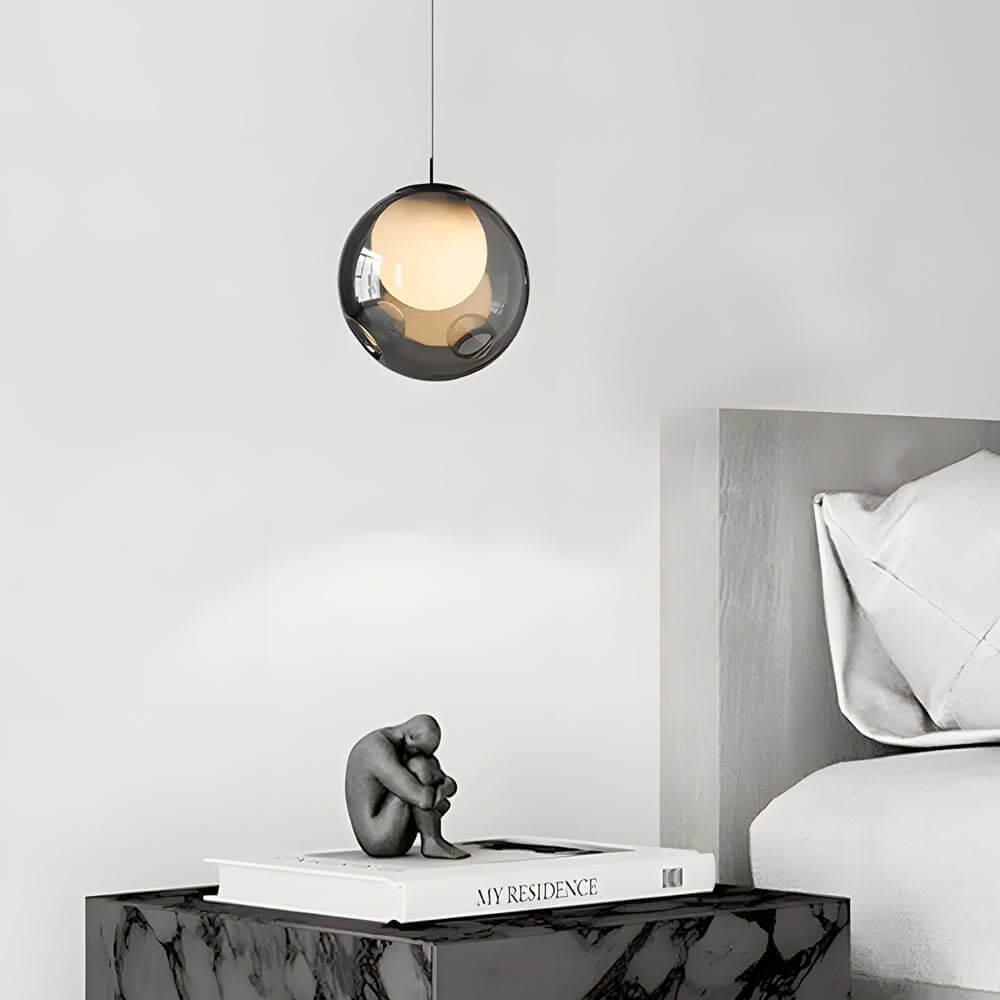 1 light pendant light with 63 inch glass bubble shade