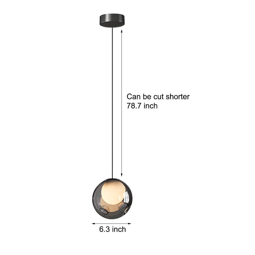 1 light pendant light with 63 inch glass bubble shade