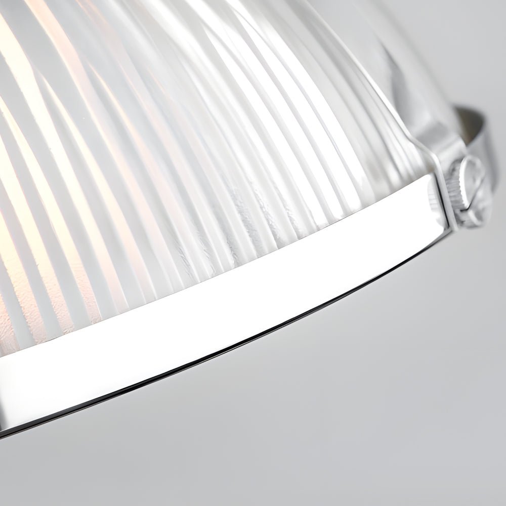 Striped Glass Mini Pendant — Iron, 1-Light, 40W Filament, 10.4" Diameter, 70.9" Adjustable Cord, Chrome or Bronze