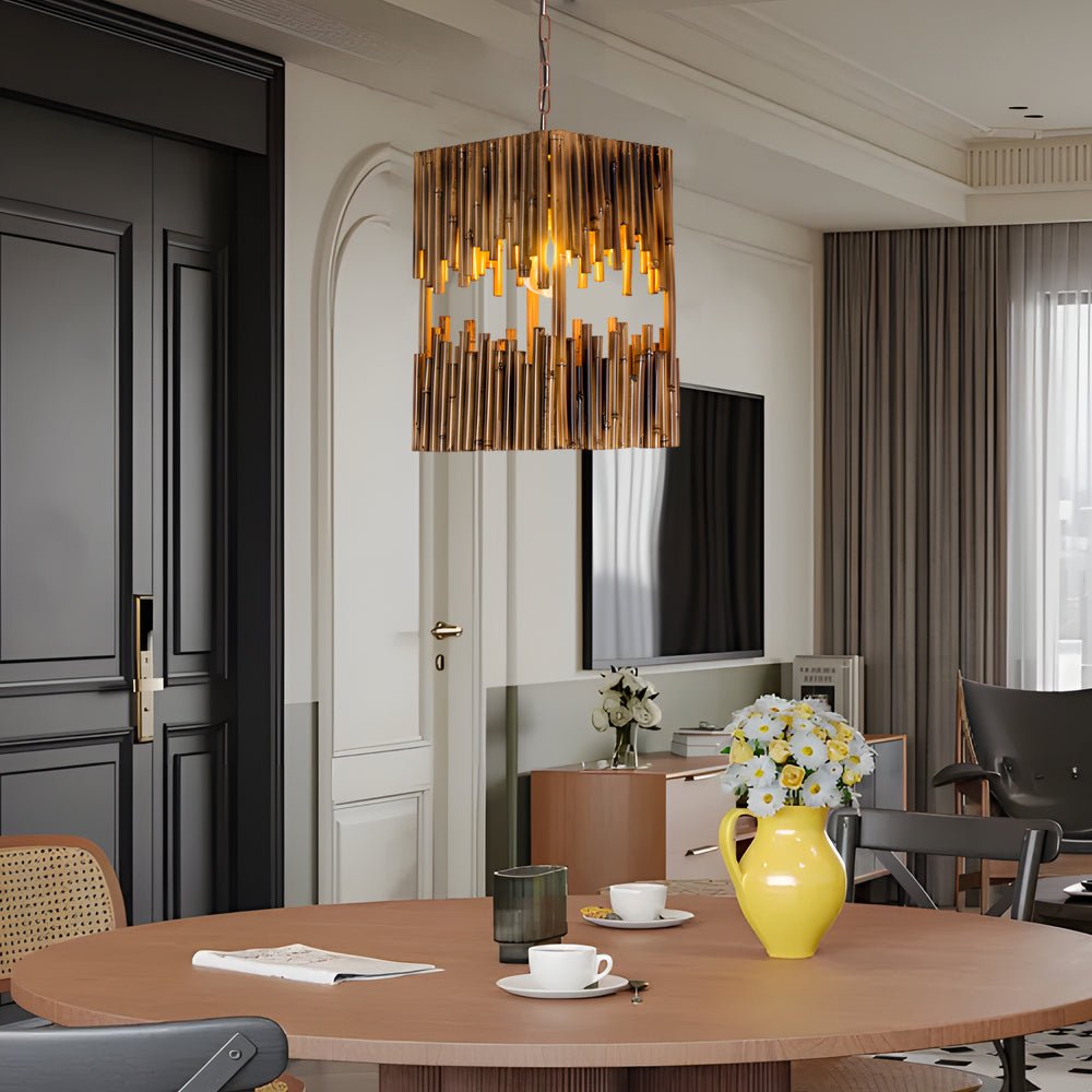 1 light suspension lamp retro bamboo tube cuboid pendant light
