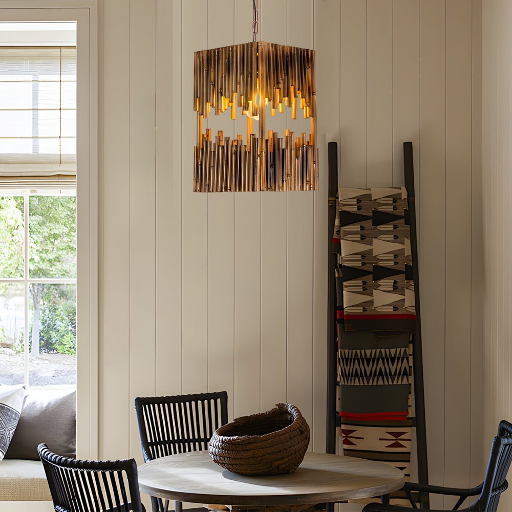 1 light suspension lamp retro bamboo tube cuboid pendant light