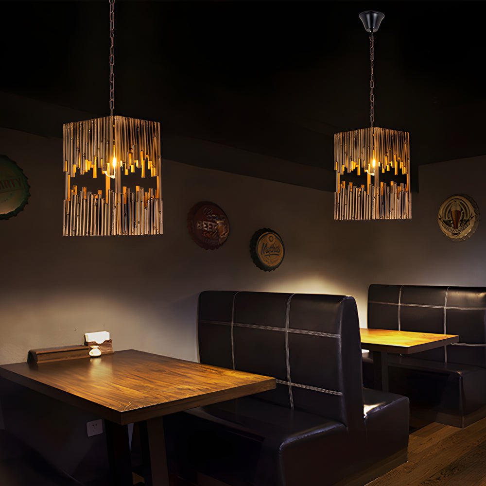 1 light suspension lamp retro bamboo tube cuboid pendant light