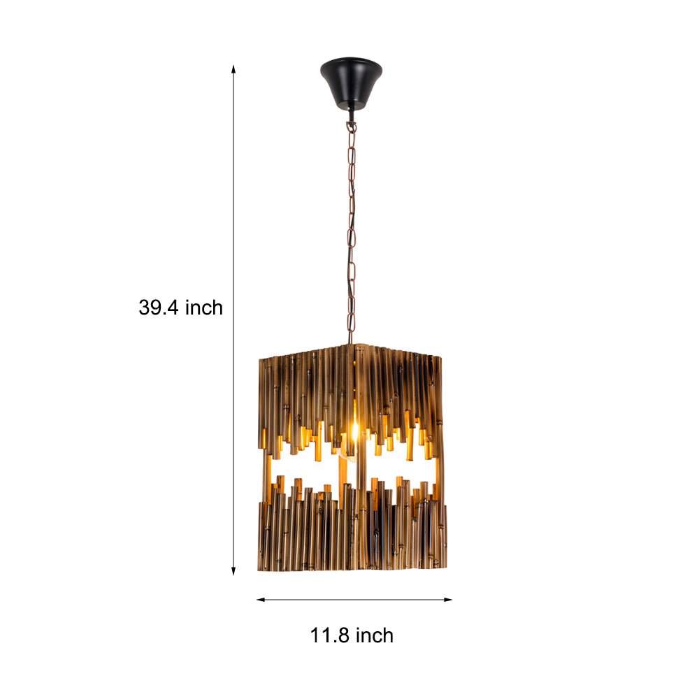 1 light suspension lamp retro bamboo tube cuboid pendant light