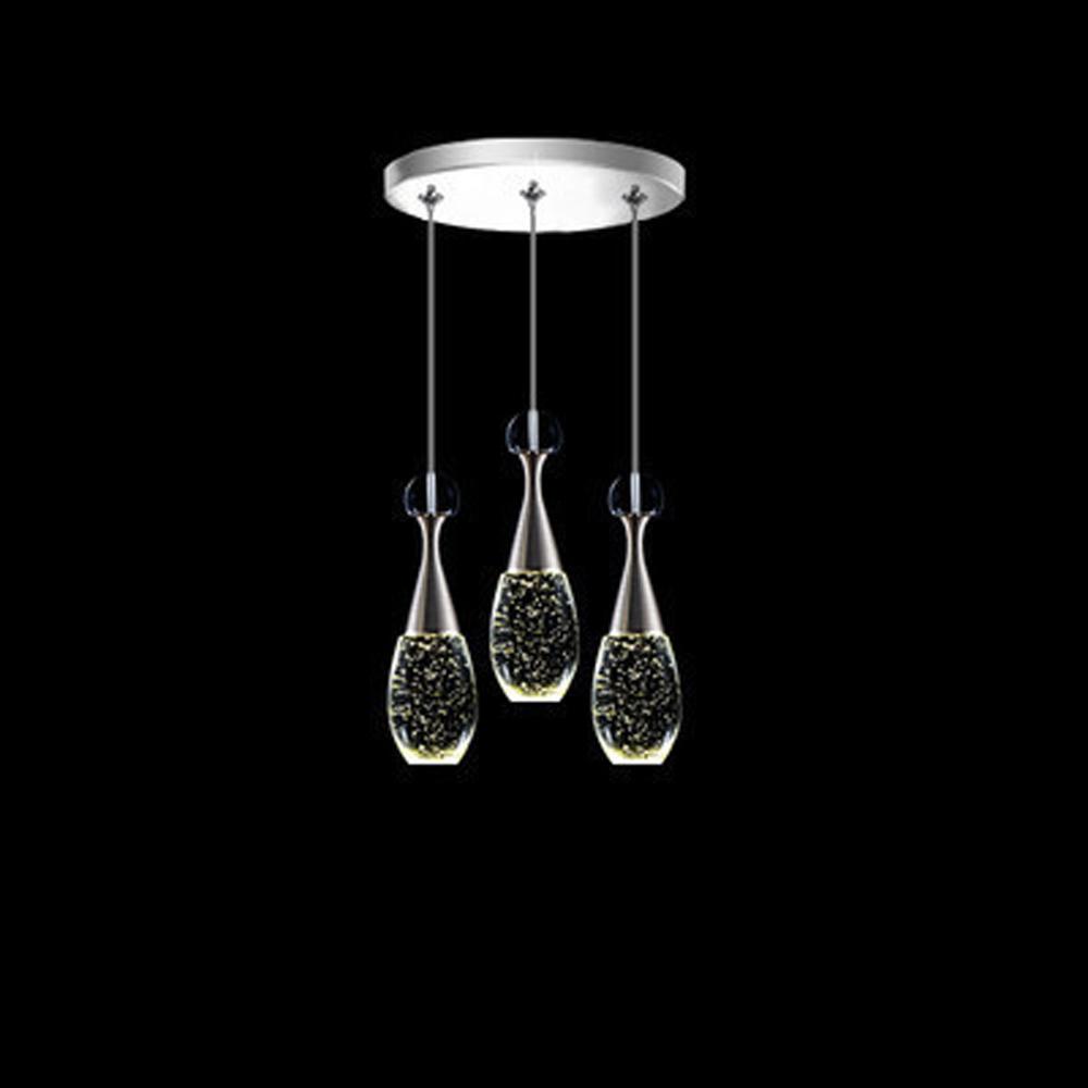 Drop-Shape Crystal & Electroplated Metal Multi-Light Pendant — Modern, 3-Light 11" or 6-Light 14", LED Integrated