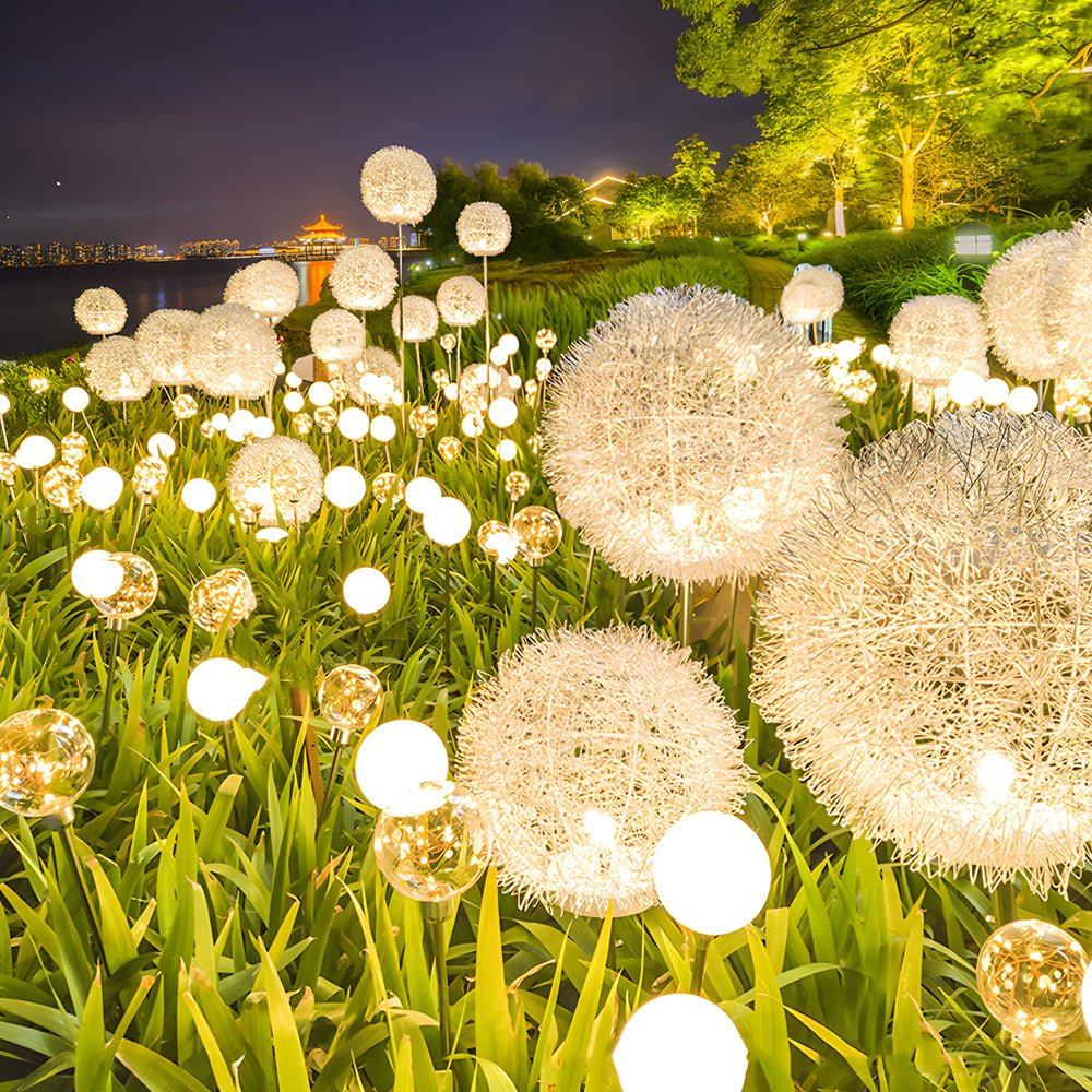 10 piece solar dandelion pathway lights led outdoor garden lighting set