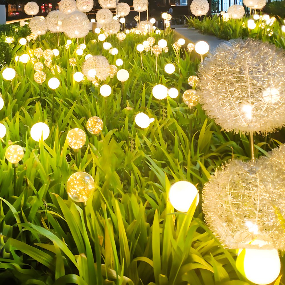 10 piece solar dandelion pathway lights led outdoor garden lighting set