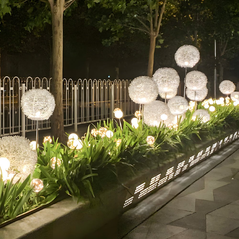 10 piece solar dandelion pathway lights led outdoor garden lighting set