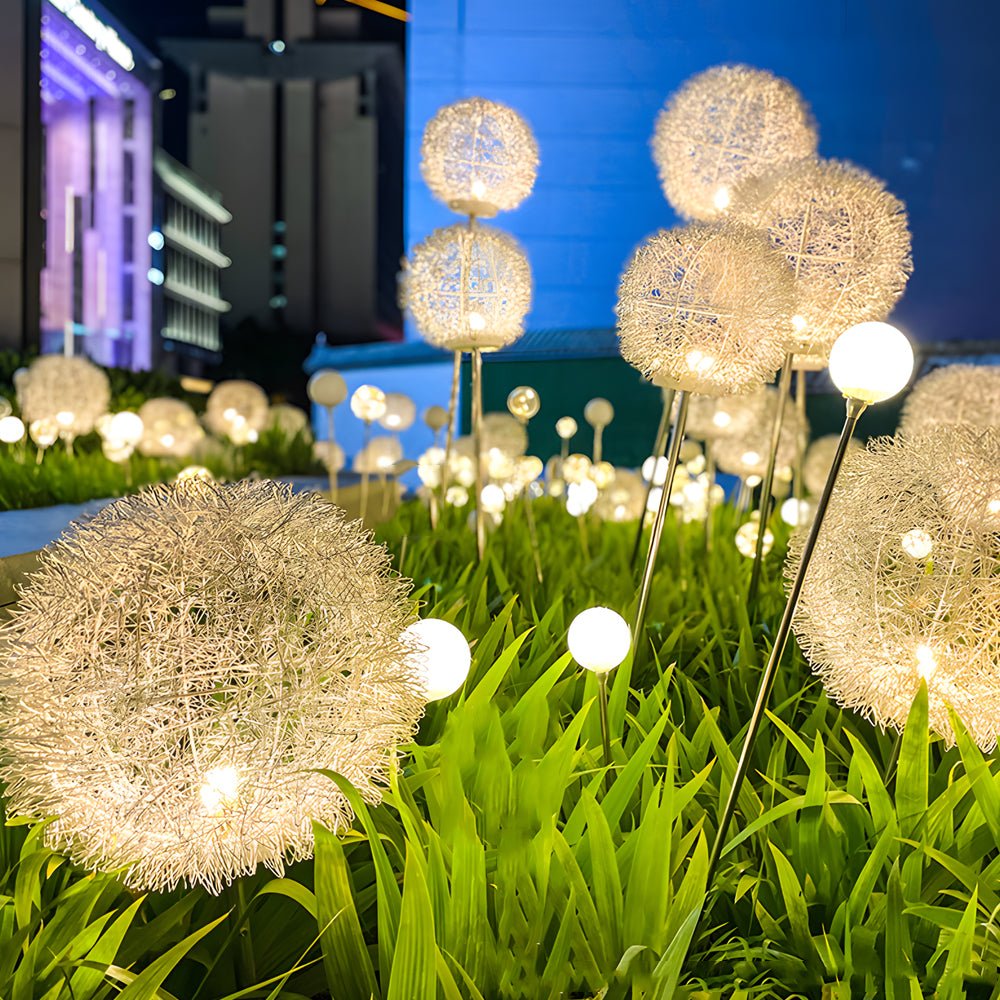 10 piece solar dandelion pathway lights led outdoor garden lighting set