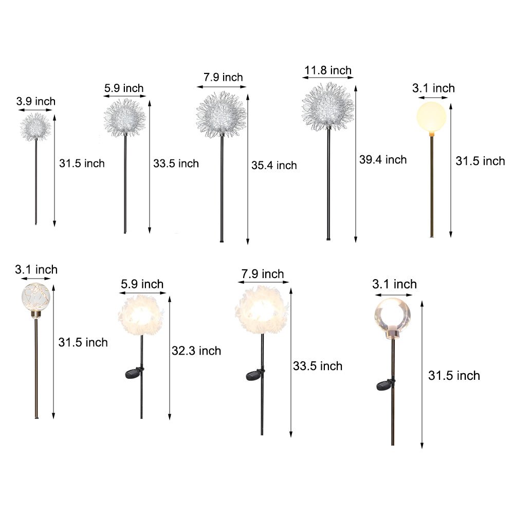 10 piece solar dandelion pathway lights led outdoor garden lighting set
