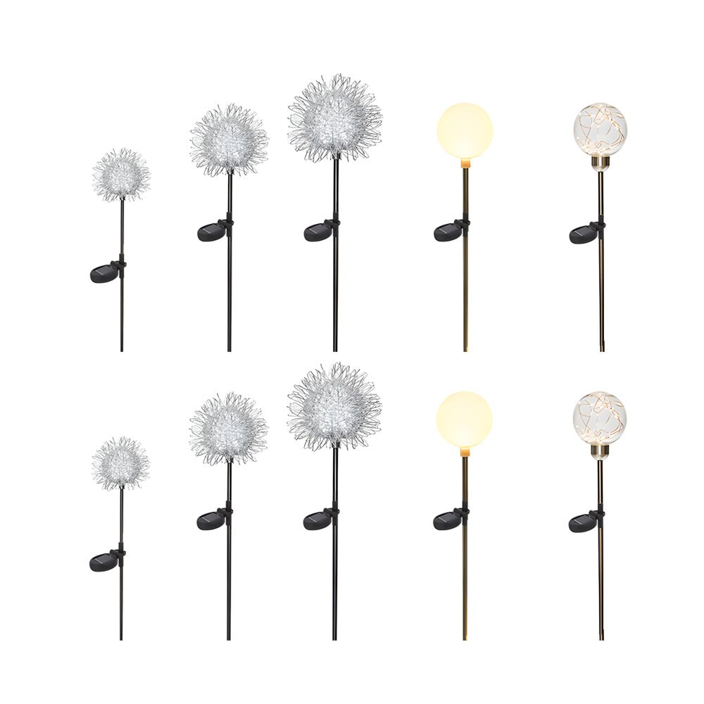 10 piece solar dandelion pathway lights led outdoor garden lighting set