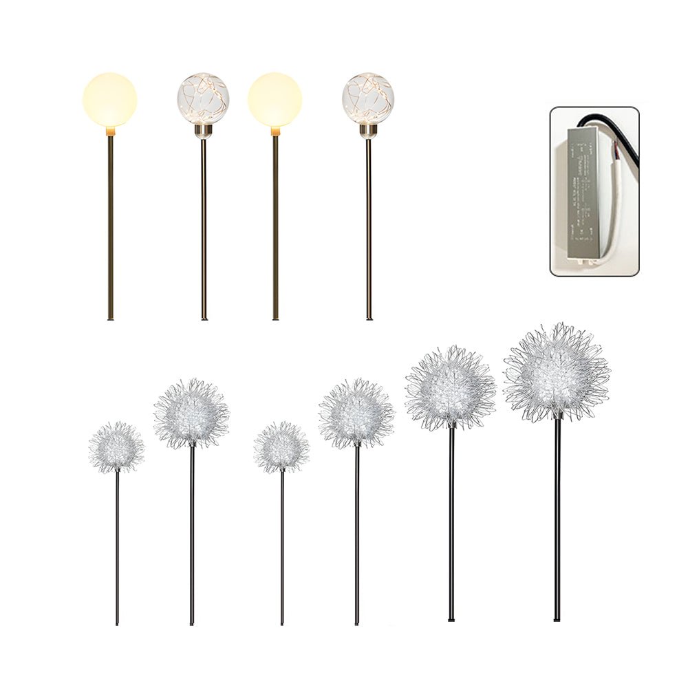 10 piece solar dandelion pathway lights led outdoor garden lighting set