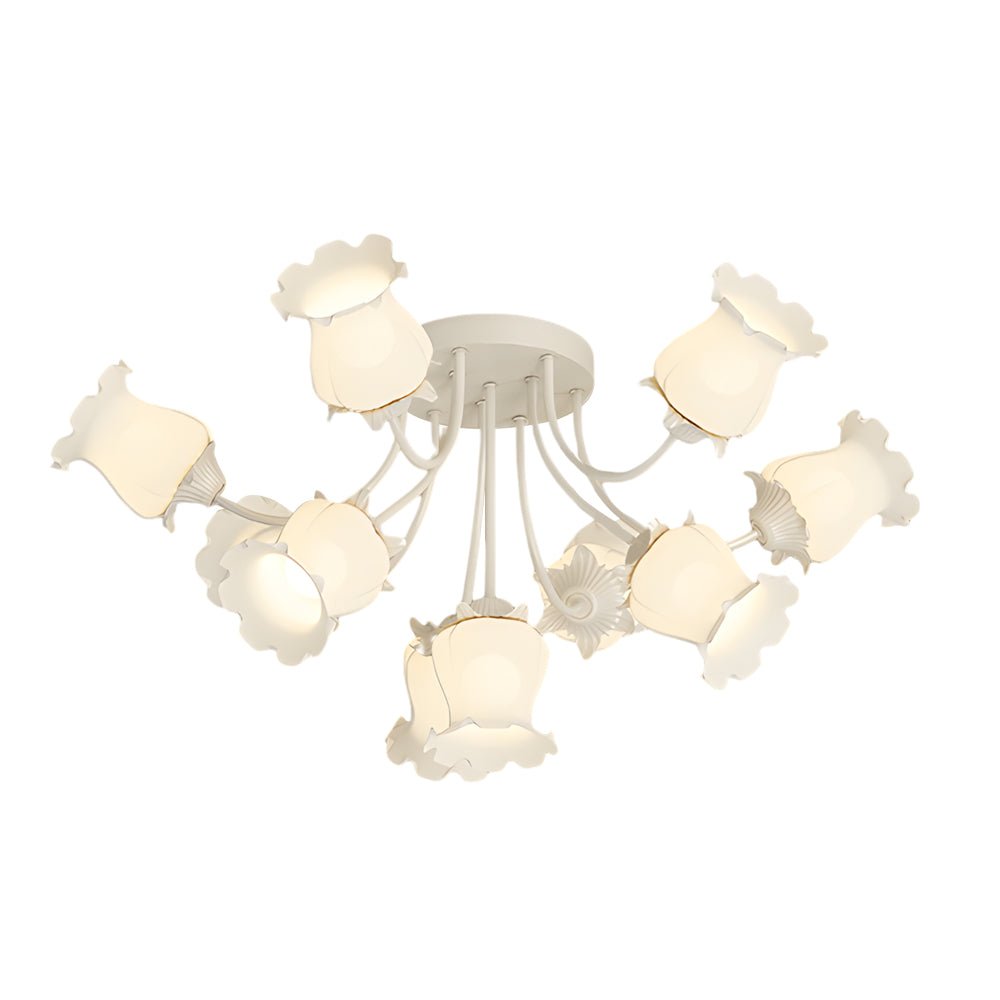 10-Flower Modern Chandelier — Iron and Glass, 34.6" Diameter, 3-Step Dimming, 3000K/4500K/6000K