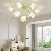 10-Flower Modern Chandelier — Iron and Glass, 34.6" Diameter, 3-Step Dimming, 3000K/4500K/6000K