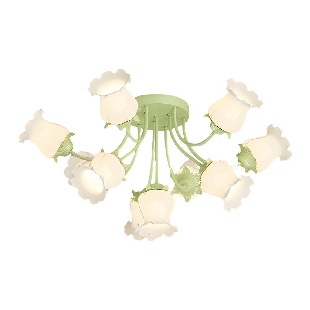 10-Flower Modern Chandelier — Iron and Glass, 34.6" Diameter, 3-Step Dimming, 3000K/4500K/6000K