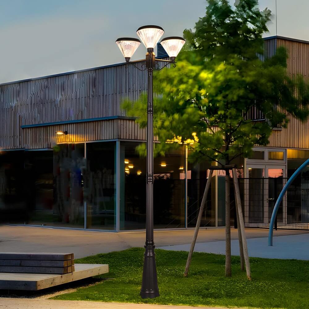 102 inch black outdoor street light with three light post lamp and pole