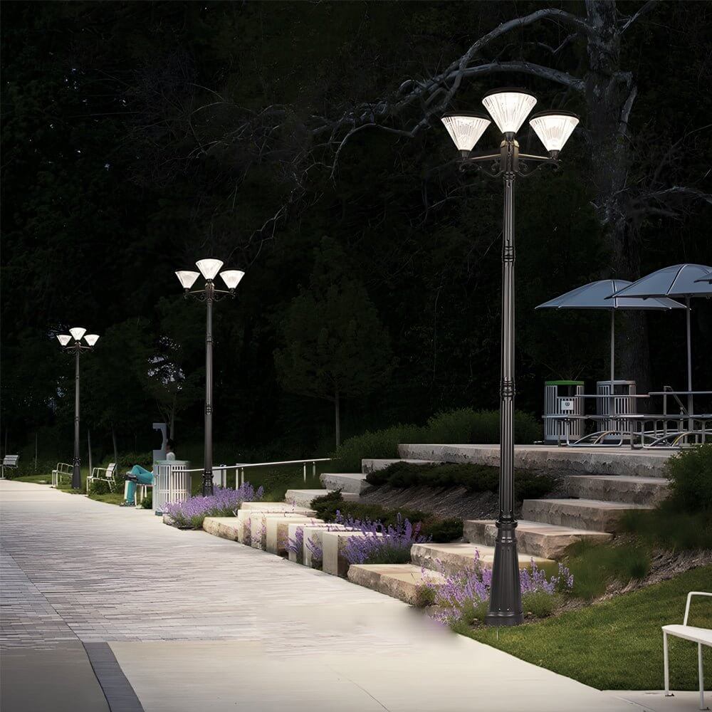 102 inch black outdoor street light with three light post lamp and pole