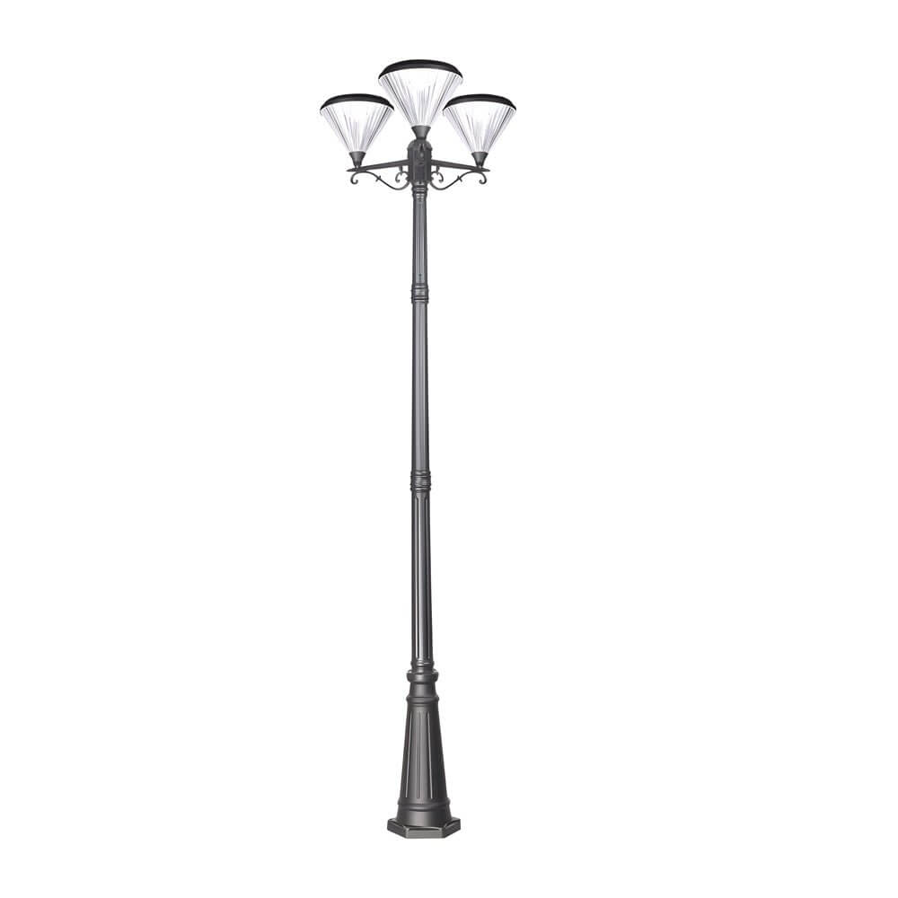 102 inch black outdoor street light with three light post lamp and pole
