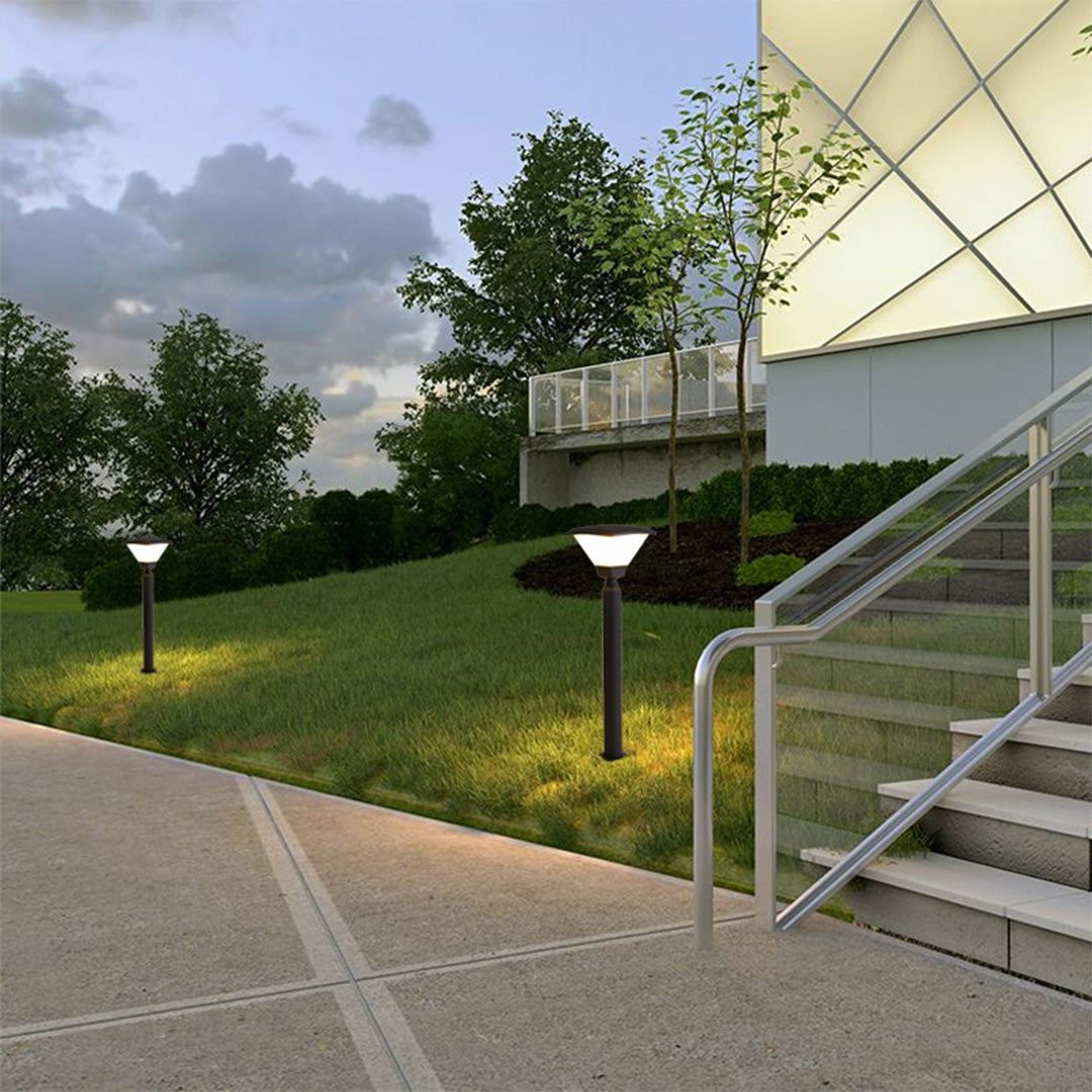 Simple Black Hard-Wired Bollard Light for Outdoor Garden Pathways