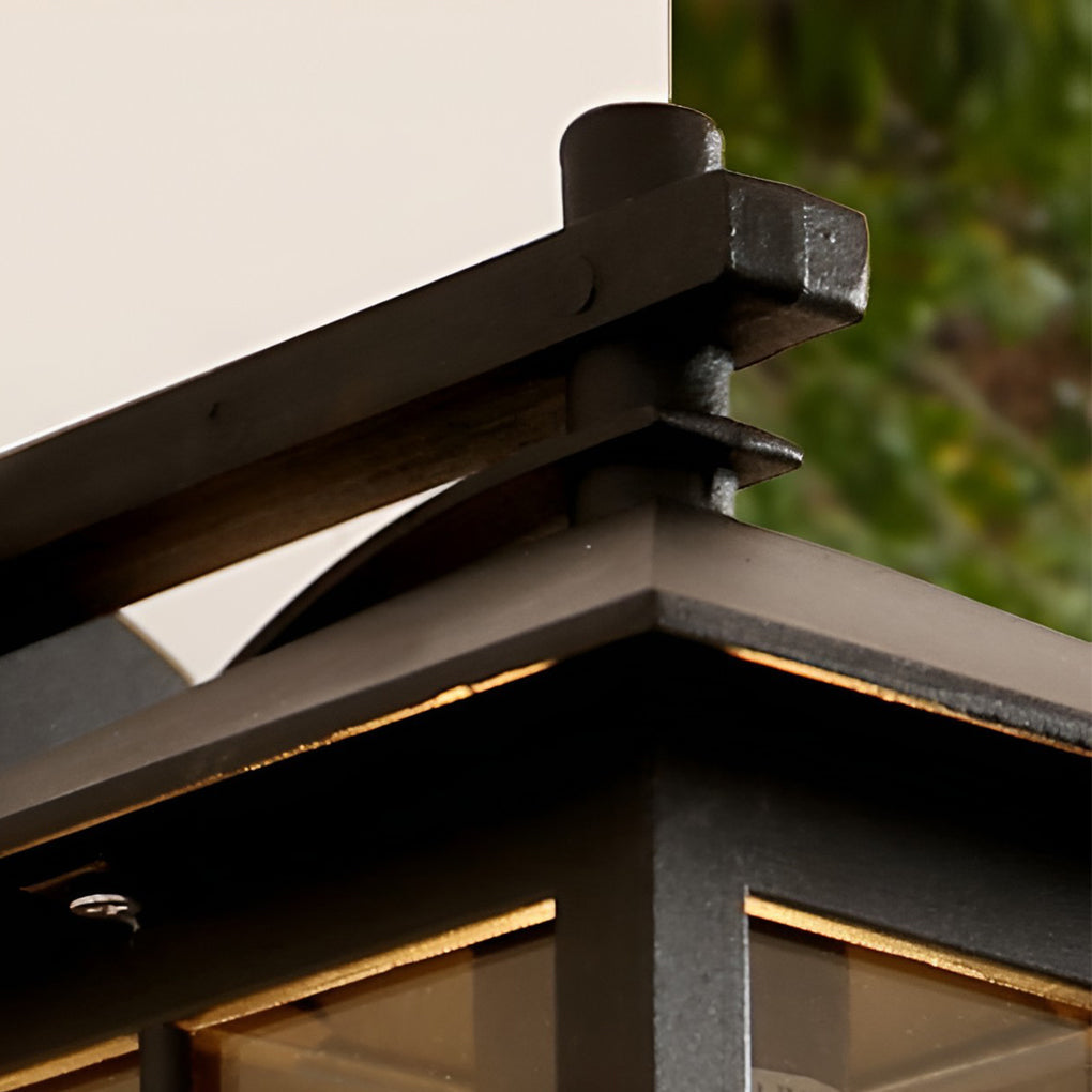 Antique Lantern Outdoor Wall Sconce — Black Die-Cast Aluminum and Glass, E27, Waterproof