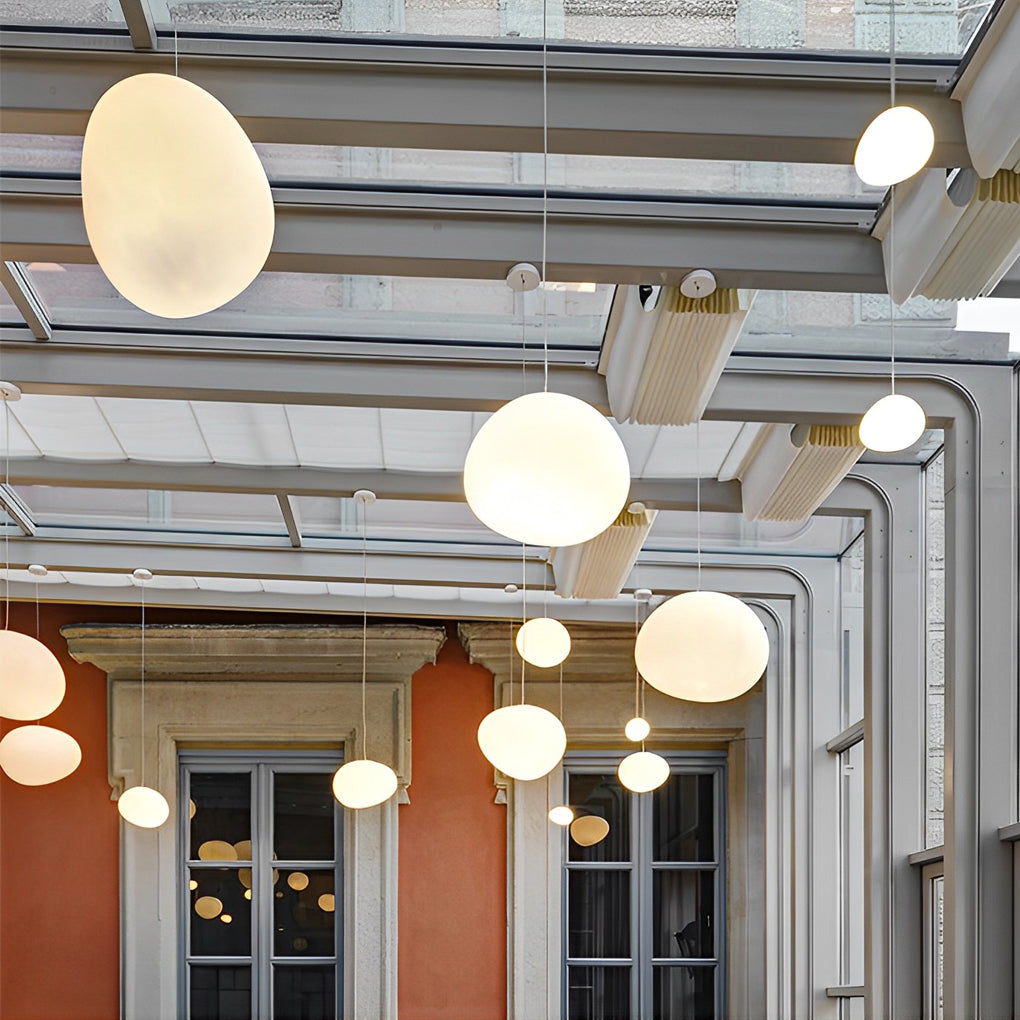 Modern Round PE Pendant Light — White, LED Warm White 3000K, 1-Light, Available in 9", 13" & 18"