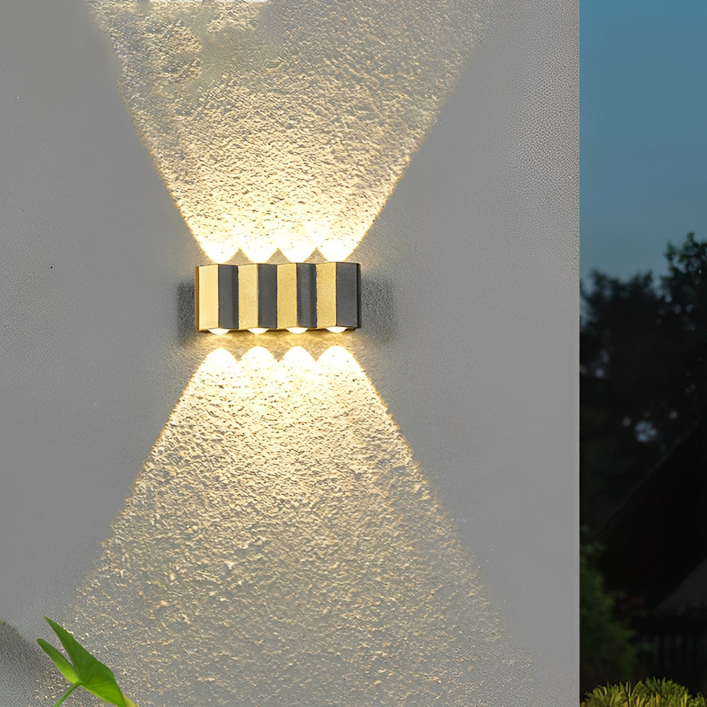Bent Rectangle Up/Down Outdoor Wall Sconce — Aluminum, Black and Gold, LED 4W–10W, IP65