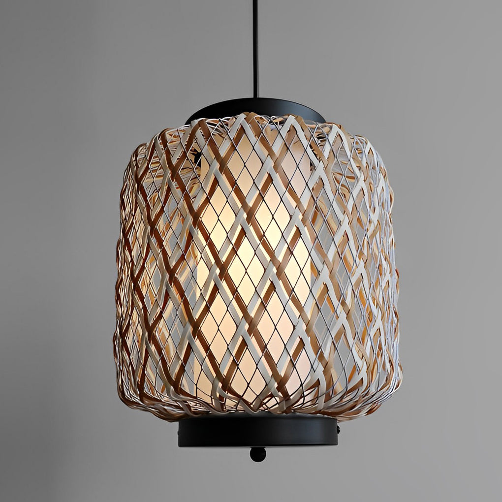 Rustic Modern Outdoor Hanging Chandelier — Iron and Rattan, E27, 10.2" Diameter, Waterproof