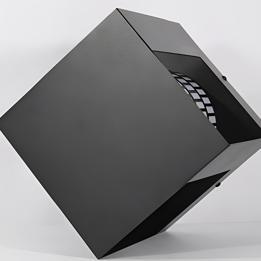 Black Waterproof Outdoor LED Lantern with Four-Panel Design and Lattice Pattern