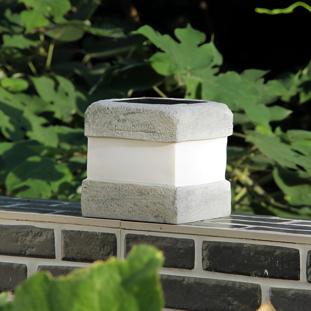 Square Solar LED Garden Lamp — Resin, IP44 Weatherproof, Warm White 3000K