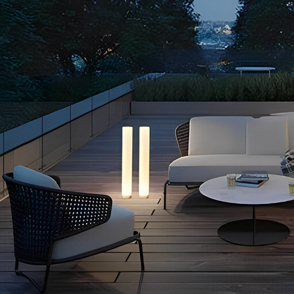 Modern Solar Bollard Light — White PC, Cylindrical, 3000K/6000K, 23.8" Height, Waterproof