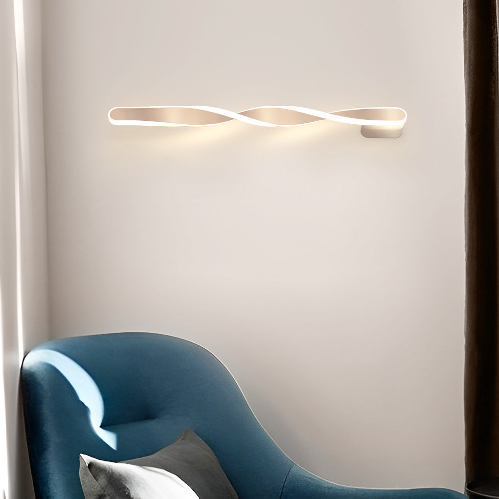 Minimalist Spiral Linear Wall Sconce — Aluminum with Silicone LED Strip, 29W, 28"