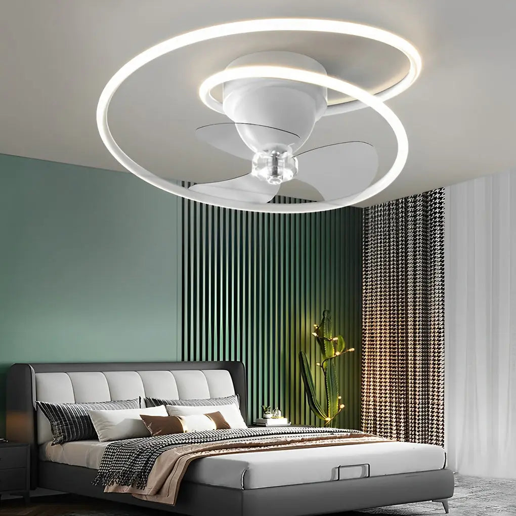 Modern Ceiling Fan Light with Smart 360° Rotation, LED Stepless Dimming, and Timing Features Luxe
