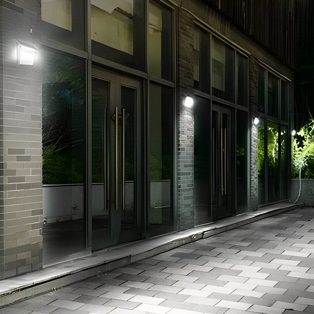 Rectangular Solar Outdoor Wall Sconce — Stainless Steel, LED, Motion Sensor, IP65, 4-Mode, 6500K