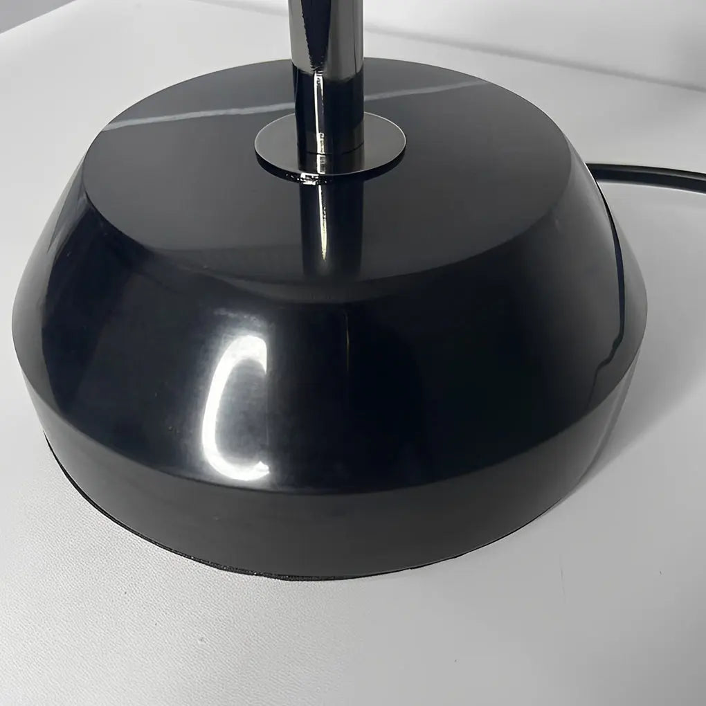 Italian Accent Table Lamps with Ribbed Glass Bowls and Metal Base Luxe