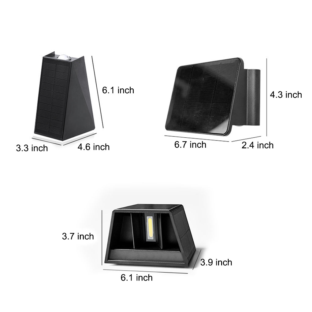 Modern Black Solar Up/Down Outdoor Wall Sconce — PVC & Acrylic, LED 3000K, IP54, 5W Panel