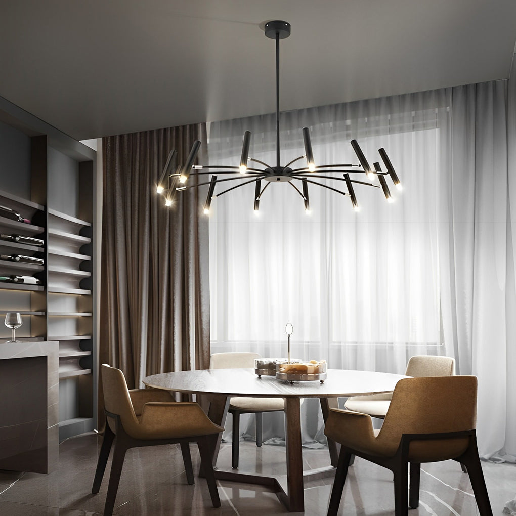 Minimalist Adjustable Metal Chandelier — G9 LED, Three-Step Dimming, 3000K/4500K/6000K, 180° Rotatable Head, Black or White