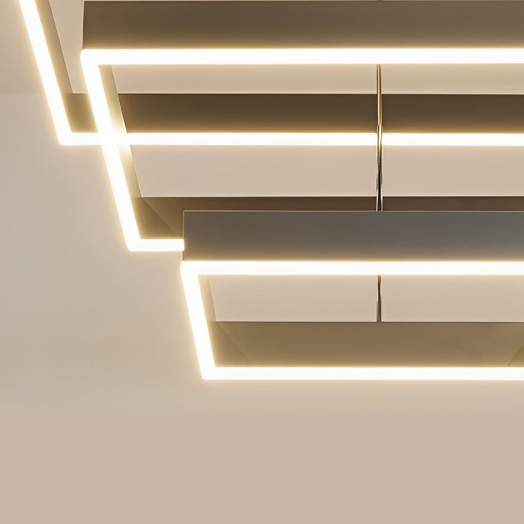 Modern Square LED Chandelier — Black Aluminum, 3-Layer Stepless Dimming, Remote Control