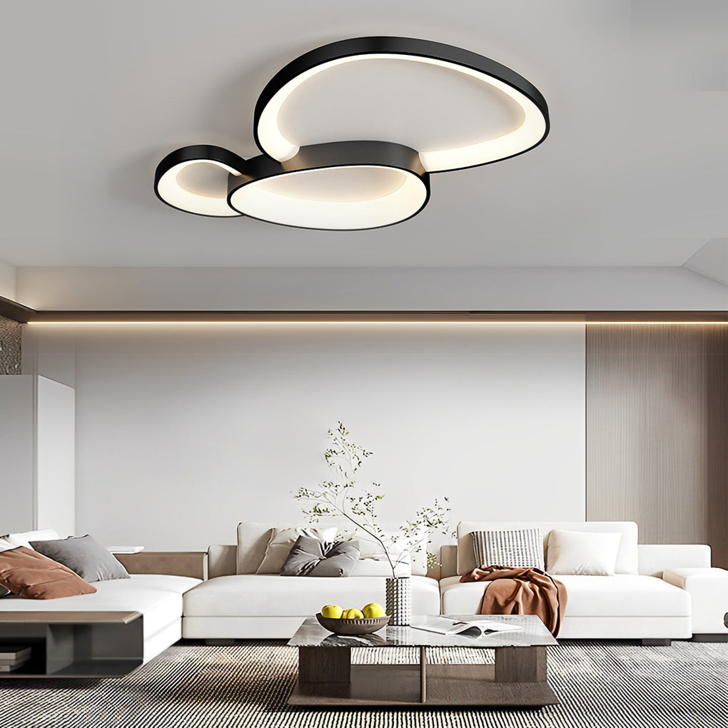 Geometric LED Flush-Mount Ceiling Light — Iron and Acrylic, Three-Step Dimming, 3000K/4500K/6000K