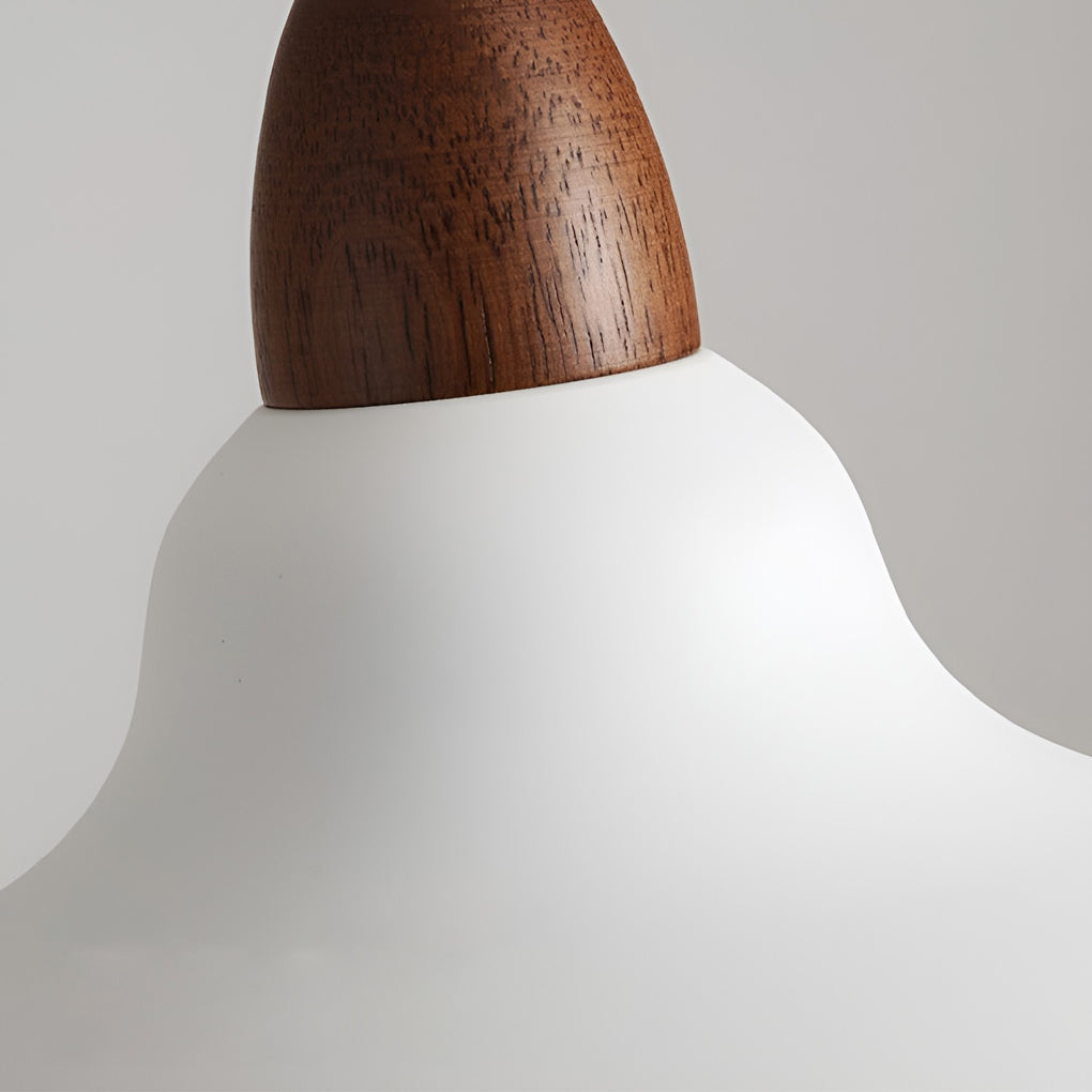 Round Wood Grain Pendant Light — Iron and Walnut, E27 12W, 14" Diameter, 47" Adjustable Cord