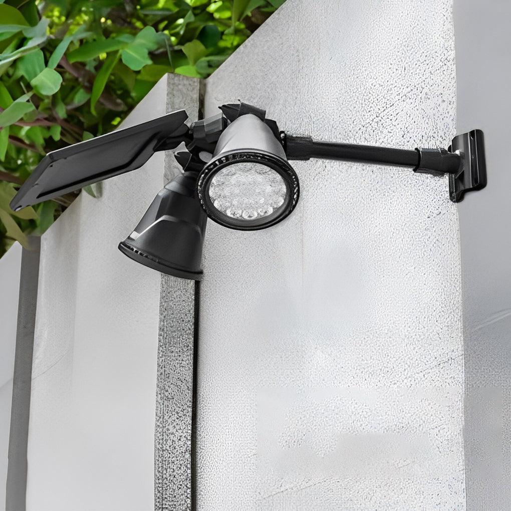 Solar Outdoor Spotlight, Set of 2 — Black ABS, LED, IP65, Motion Sensor, 4-Mode, 10-Hour Runtime