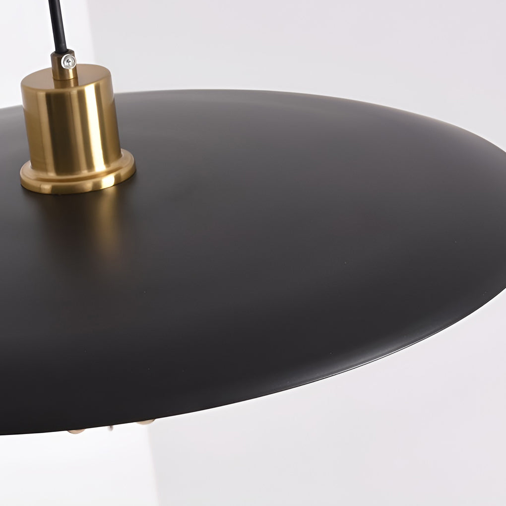 Circular Modern Pendant Light — Electroplated Iron, Three-Step Dimming, E27, Black or White, 14" or 18"