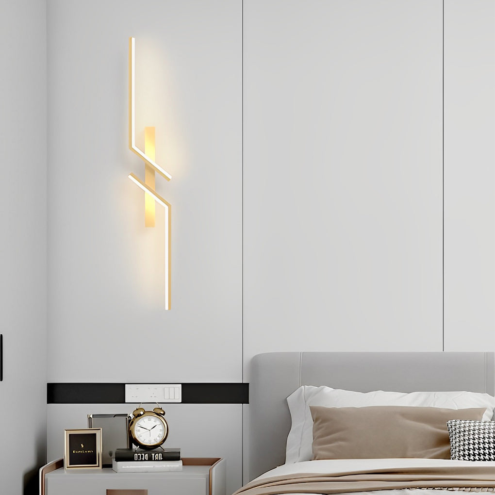 Irregular Symmetrical L-Shape Linear Wall Sconce — Aluminum, LED, 7W–20W, 3000K Warm White, Black or Gold