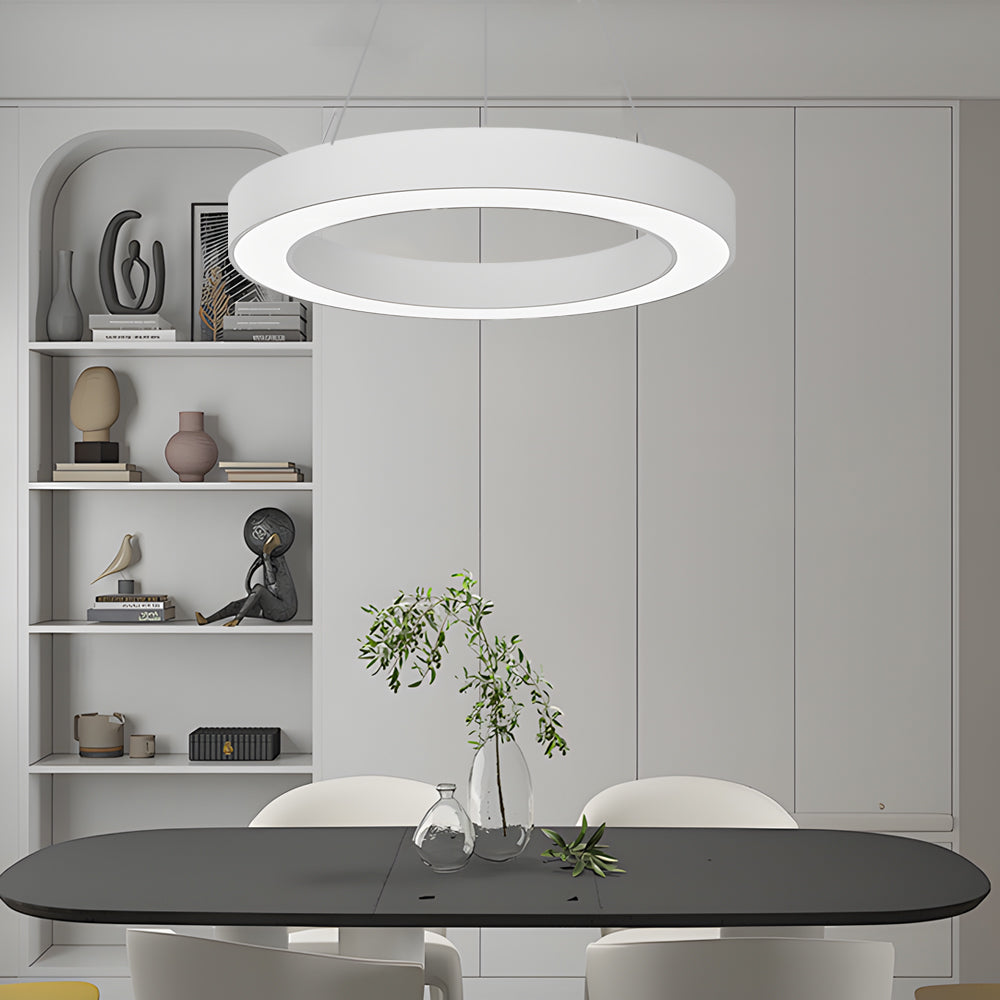 suspended round ring led pendant light for office and gym spaces