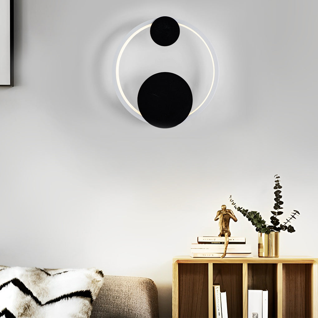 Round LED Wall Sconce — Iron and Acrylic, 15W, Three-Step Dimming (3000K/4500K/6000K)