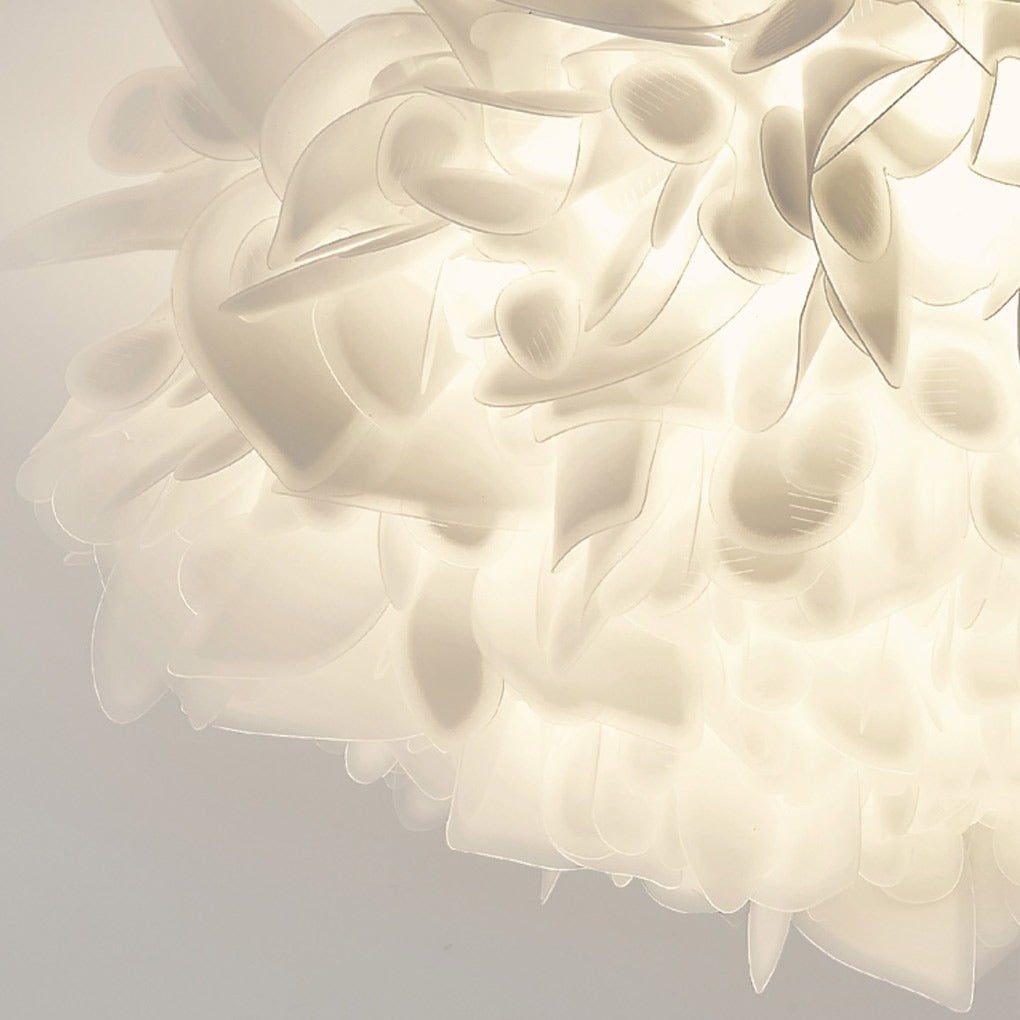 Flower Petal Chandelier — White PVC, LED 24W, Three-Step Dimming (3000K/4500K/6000K), 21" Diameter