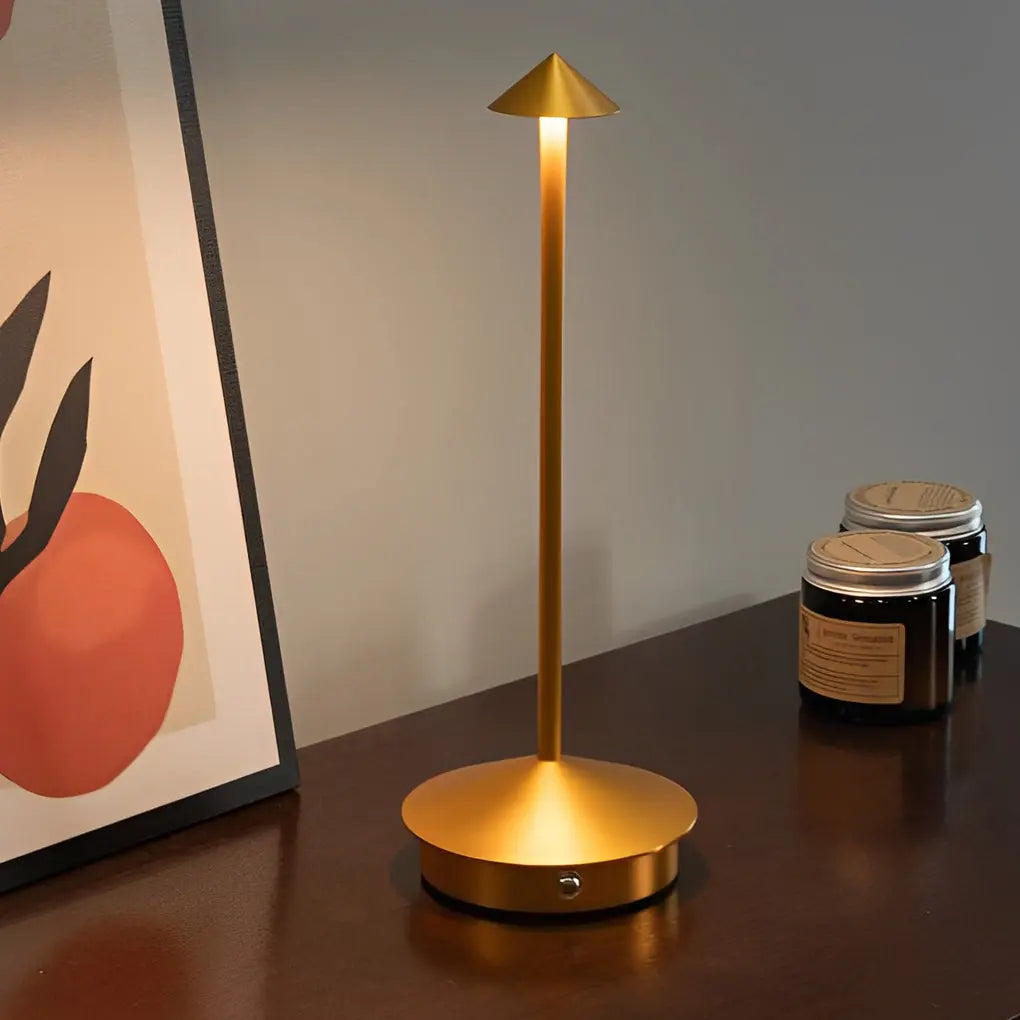 11.41-Inch Cordless Cute Mushroom Top Pina Table Lamp Luxe
